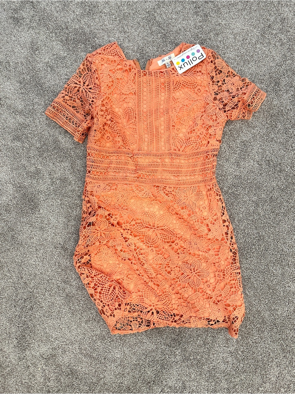 Boutique Peach Coral Lace Bridesmaid Dress Size M